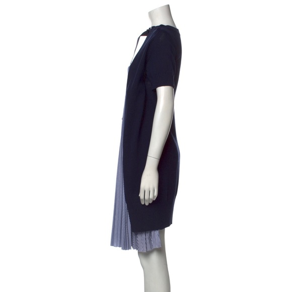 Sacai navy sweater dress with pleated back - Picture 3 of 3